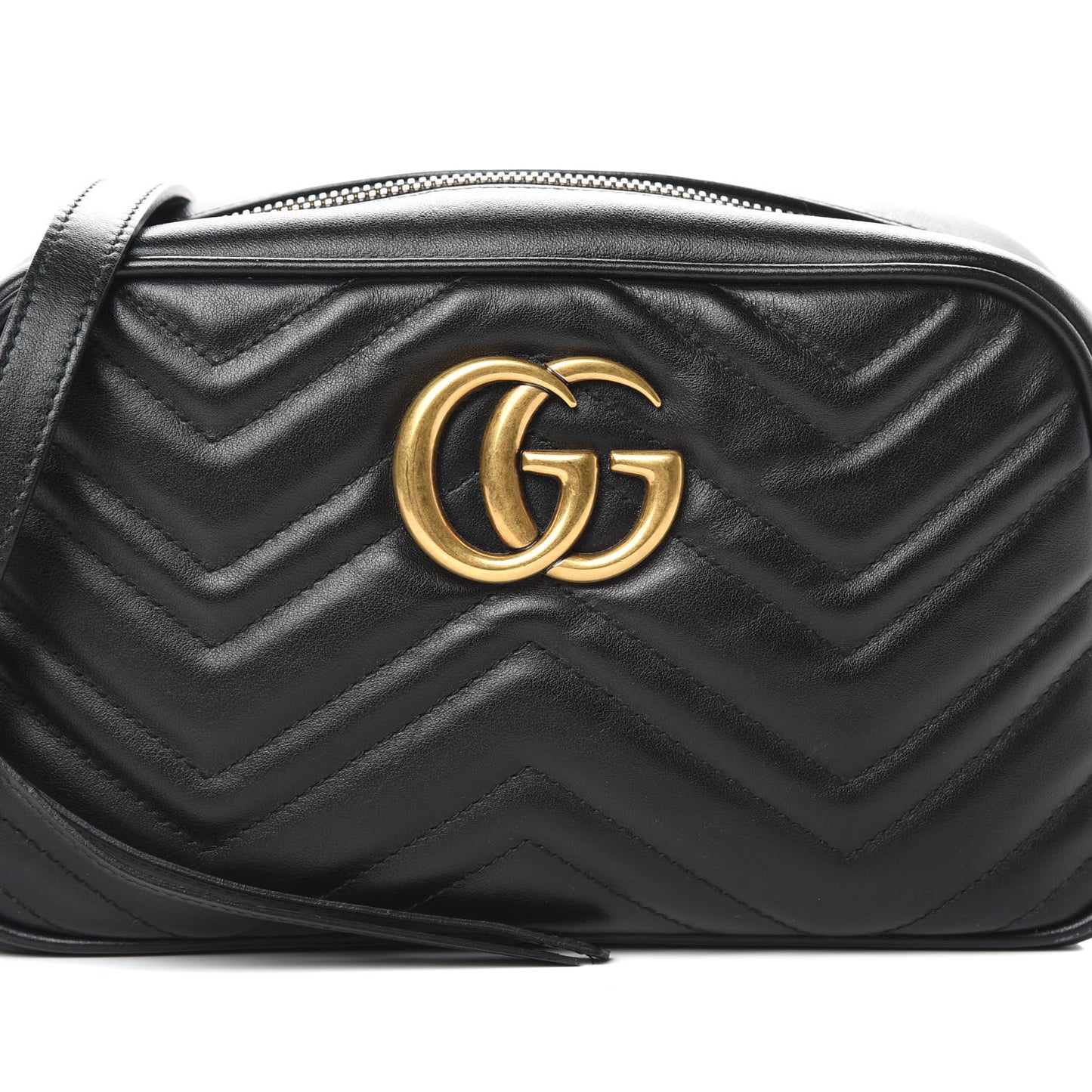 Calfskin Matelasse Small GG Marmont Chain Shoulder Bag Black