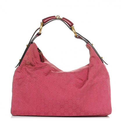 Gucci Monogram Medium Horsebit Chain Hobo Fuchsia 1 of 7