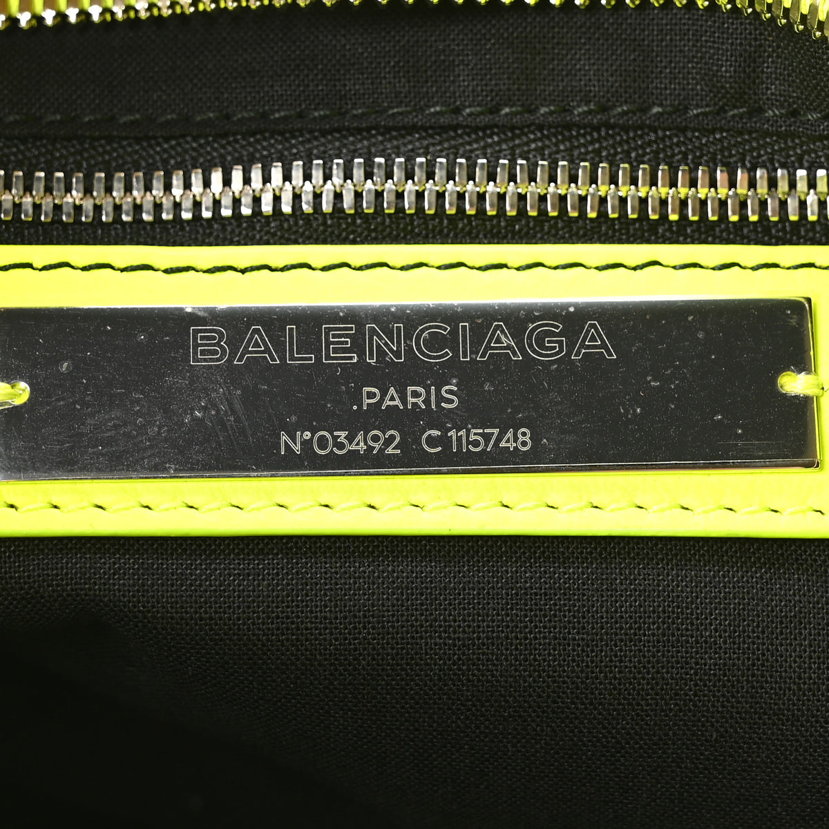 Agneau Classic Silver Hardware City Jaune Fluo