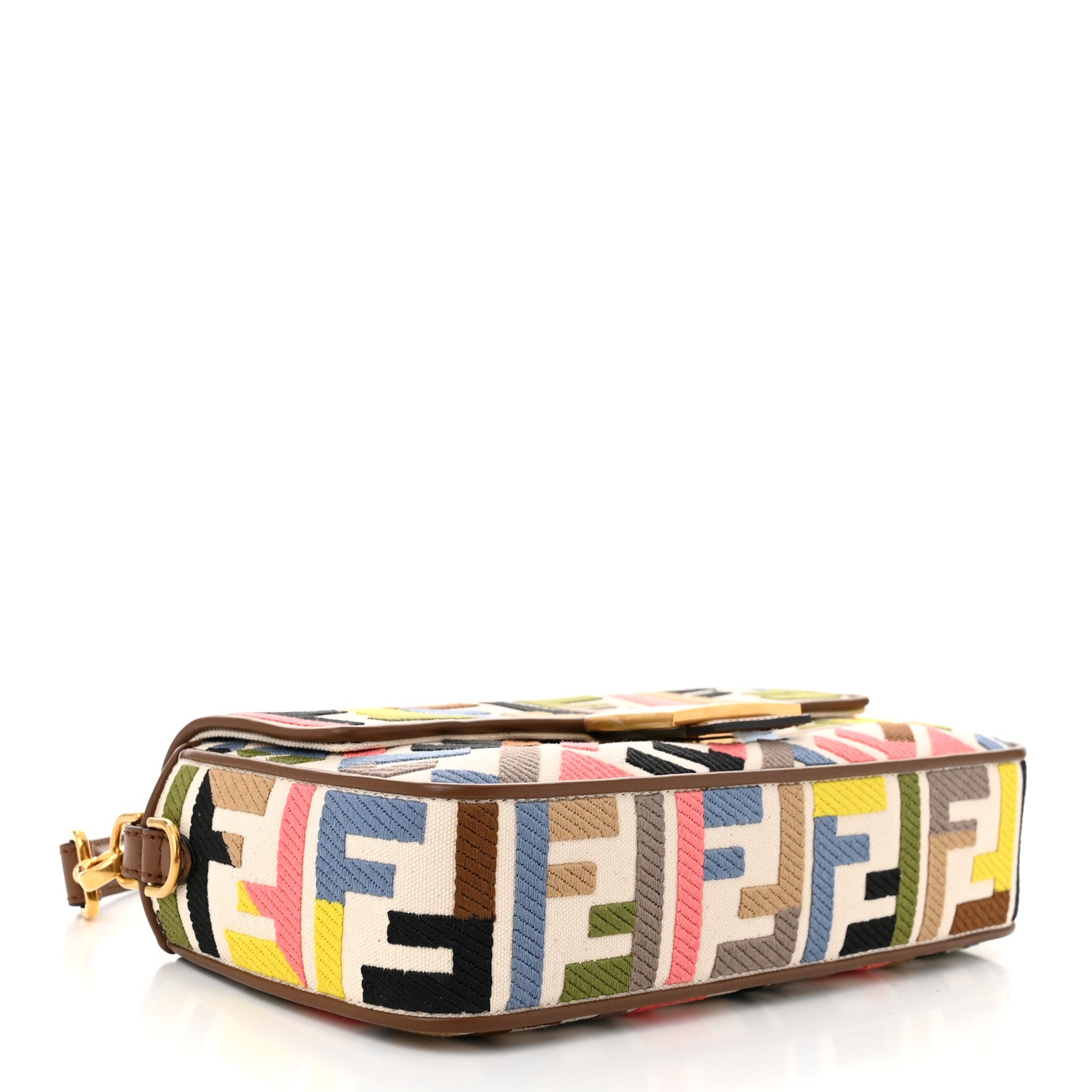 Fendi Canvas Ricamo Vitello King FF Multicolor Embroidered Baguette Grezzo Multicolor Gianduia 4 of 10