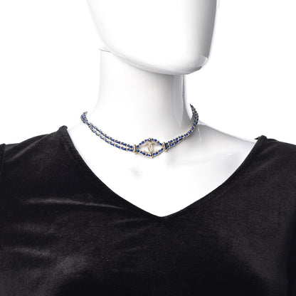 Chanel Metal Lambskin CC Chain Link Necklace Blue 2 of 5