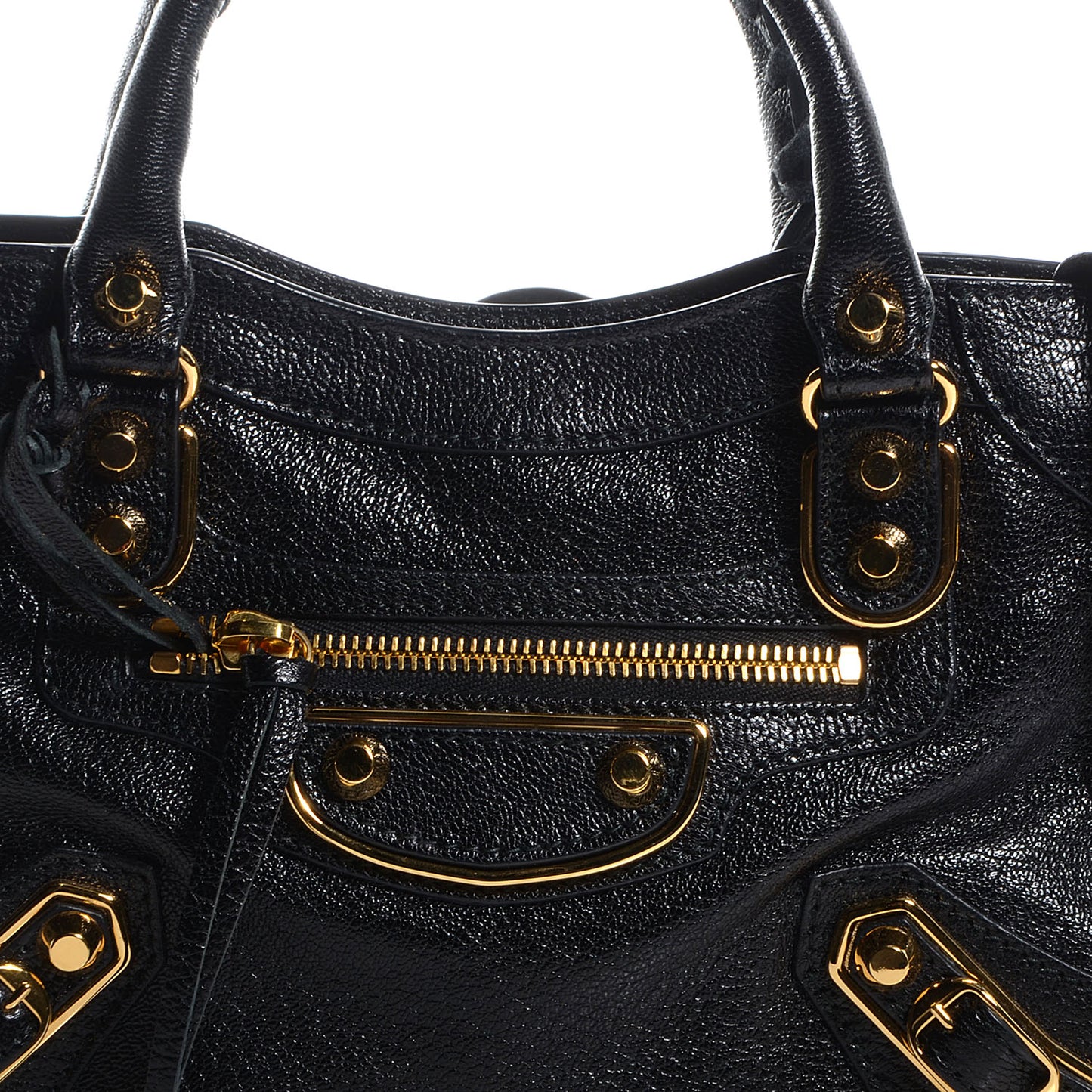 Chevre Gold Metallic Edge Hardware Mini City Black