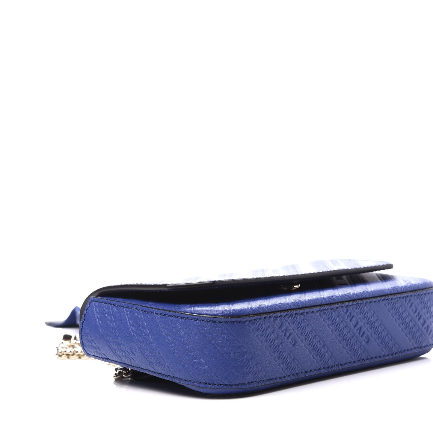 Calfskin Chain Embossed Bond Belt Bag Blue