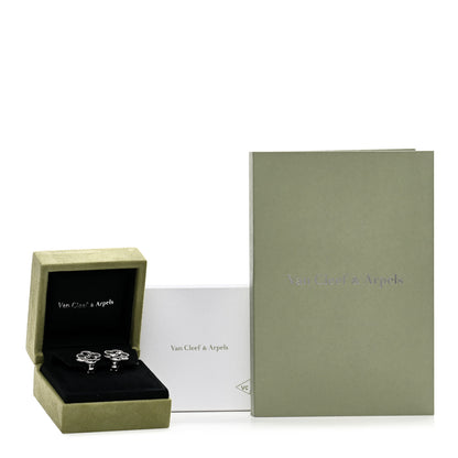 Van Cleef & Arpels 18K White Gold Guilloche Vintage Alhambra Earrings 5 of 5