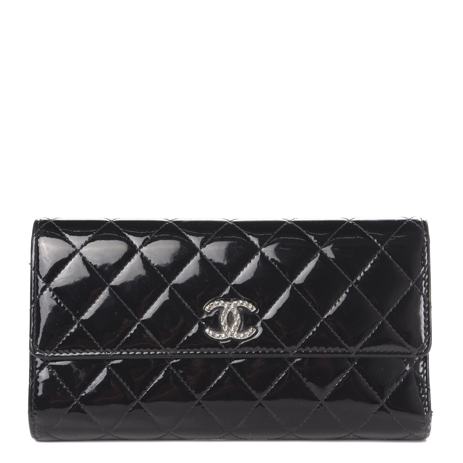 Chanel Patent Quilted Large Brilliant Flap Wallet Black 1 of 11