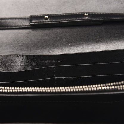 Saint Laurent Crocodile Embossed Calfskin Monogram Chain Wallet Black 8 of 10