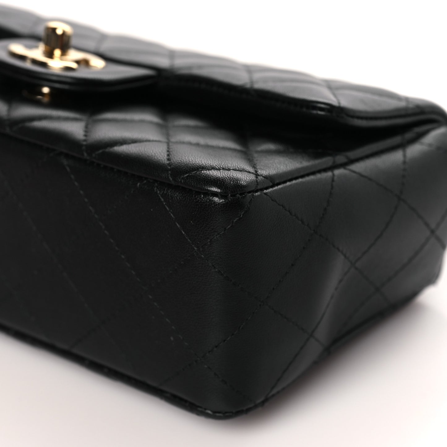 Lambskin Quilted Mini Rectangular Flap Black