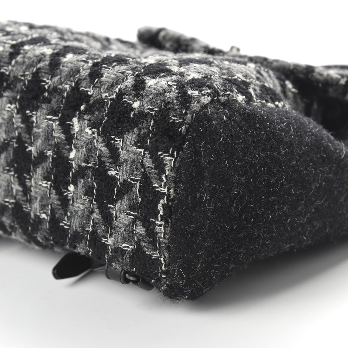Tweed Drawstring Backpack Black Grey White