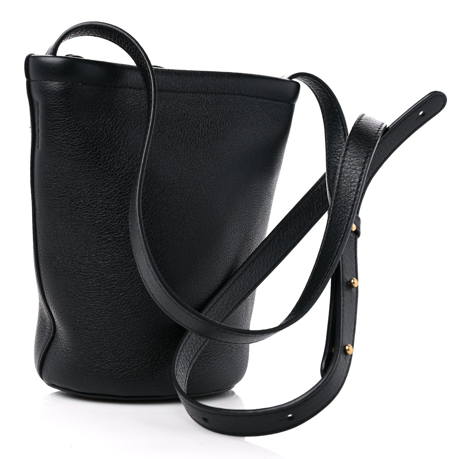 Mansur Gavriel Pebbled Calfskin Mini Zip Bucket Bag Black 3 of 10