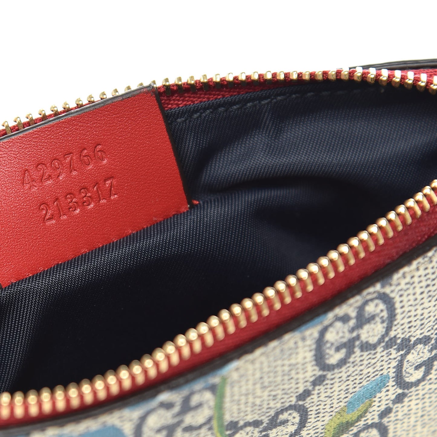 GG Supreme Monogram Blooms Mini Chain Bag Beige Blue Navy Hibiscus Red