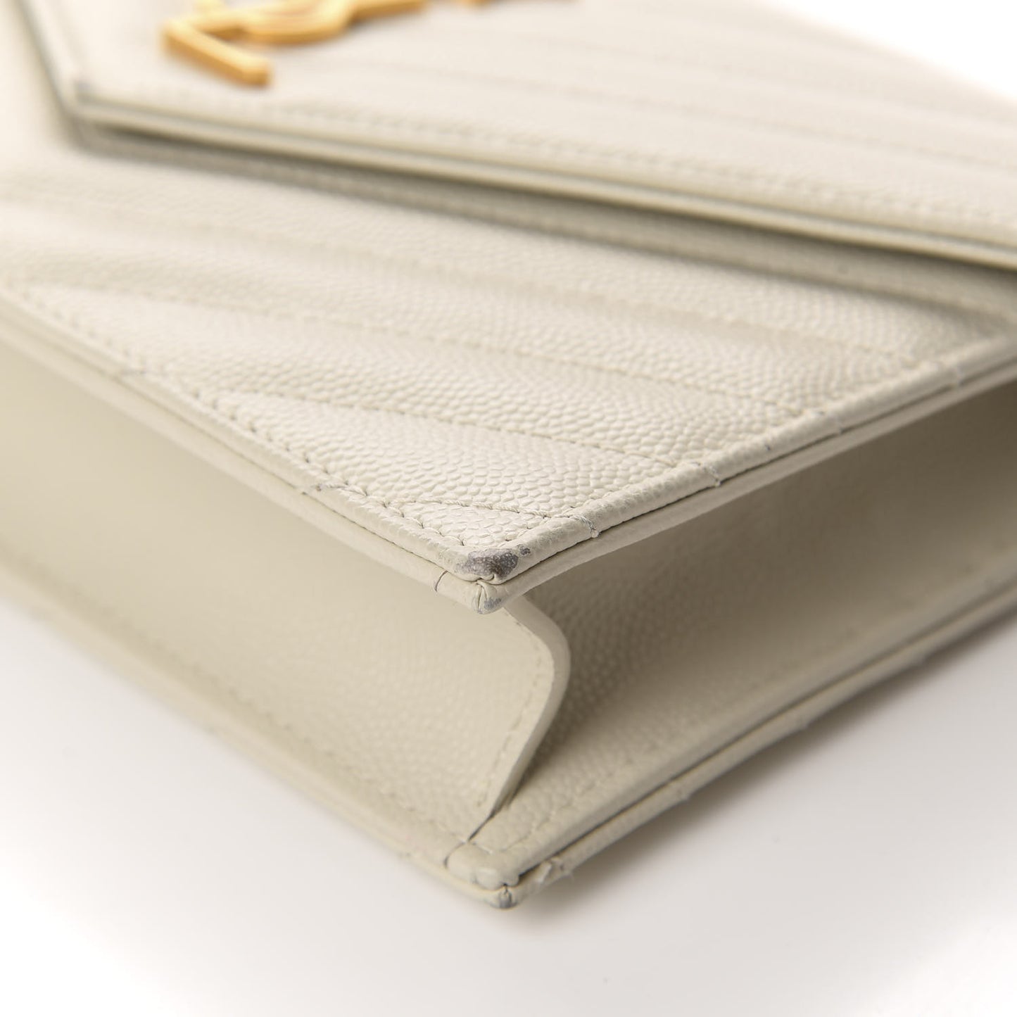 Grain De Poudre Matelasse Chevron Monogram Envelope Chain Wallet Nude Powder