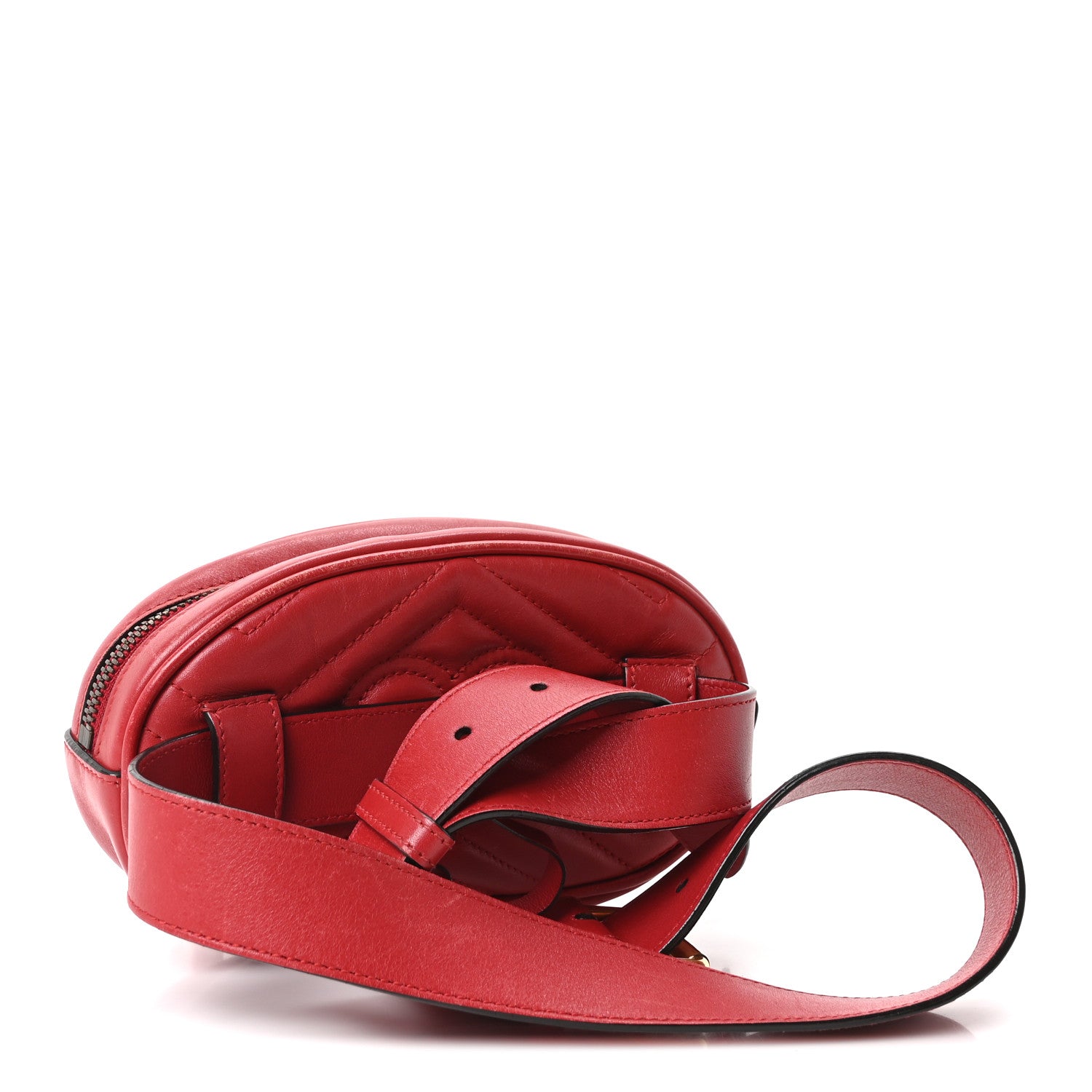 Gucci Calfskin Matelasse GG Marmont Belt Bag 85 34 Hibiscus Red 2 of 9