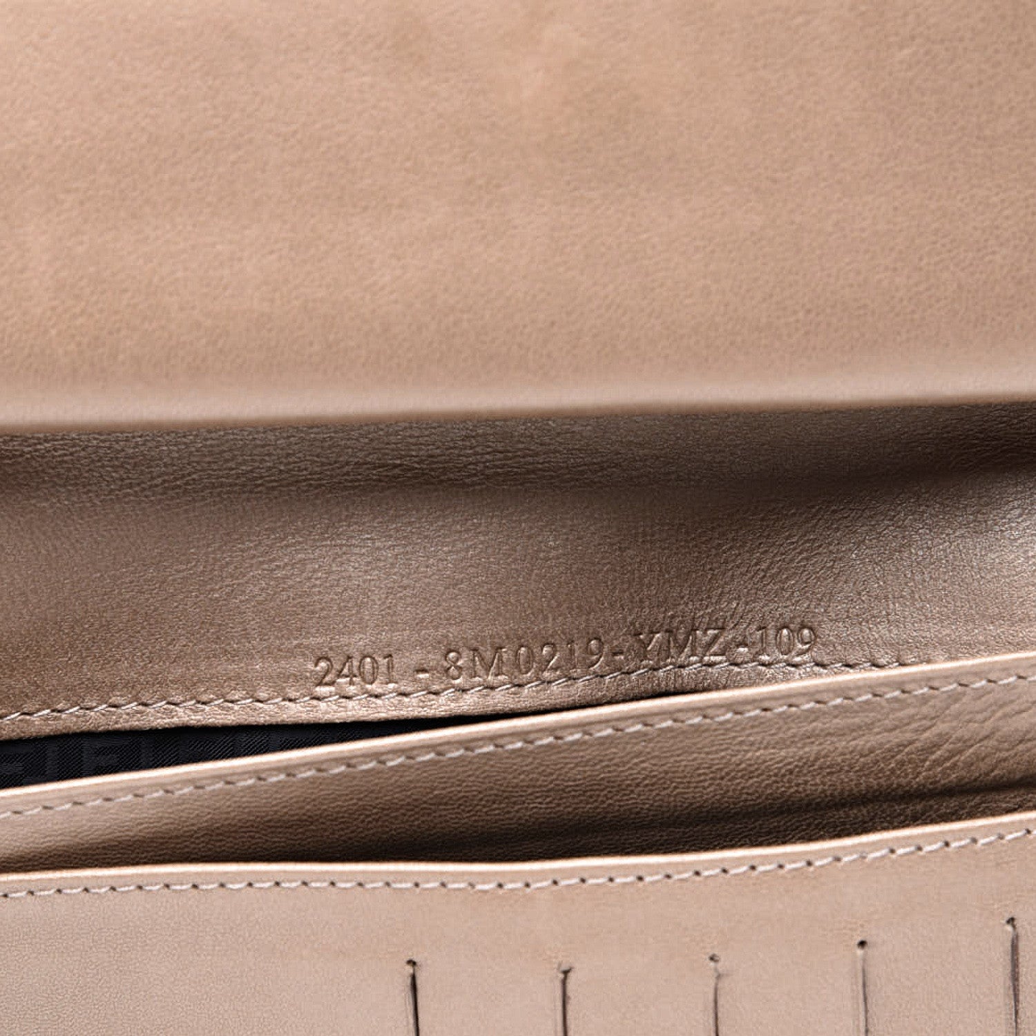 Fendi Metallic Nappa Logo Embossed Long Wallet On Chain Gold 8 of 12