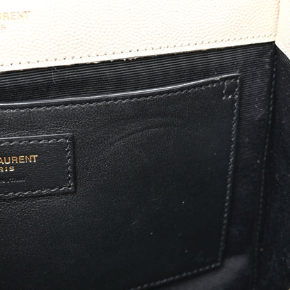 Saint Laurent Grain De Poudre Textured Mixed Matelasse Medium Triquilt Monogram Satchel Crema Soft 11 of 15