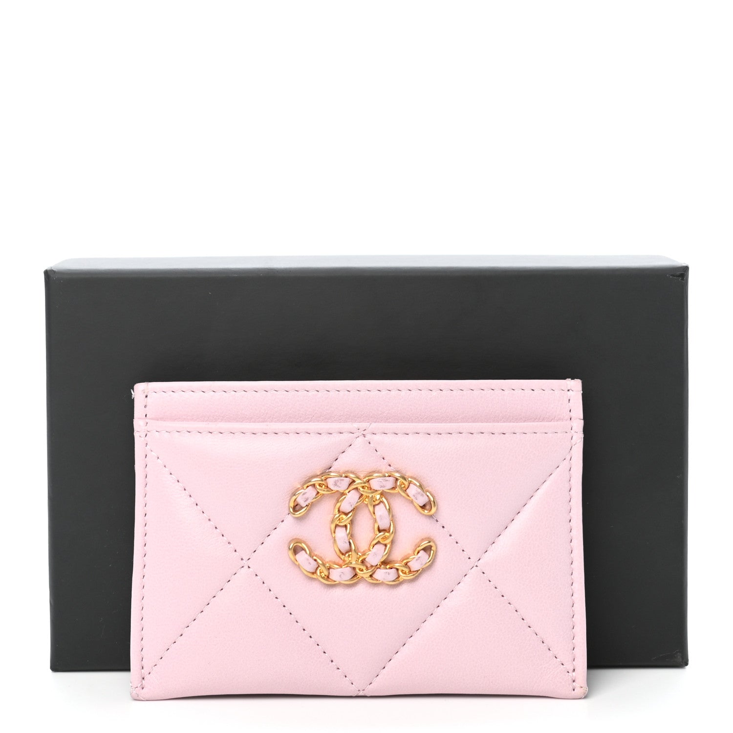 Chanel Lambskin Quilted Chanel 19 Card Holder Light Pink 9 of 9