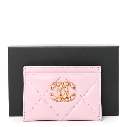 Chanel Lambskin Quilted Chanel 19 Card Holder Light Pink 9 of 9