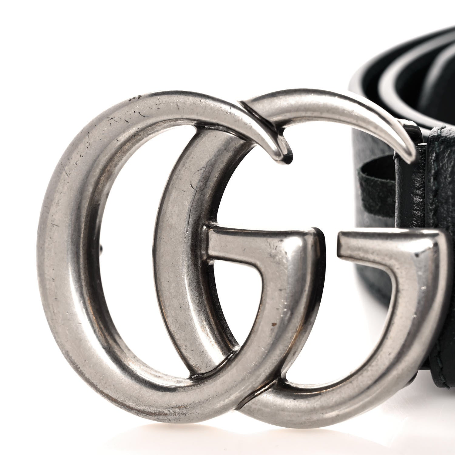 Gucci Textured Dollar Calfskin Nickel Double G 40mm Belt 100 40 Black 5 of 5
