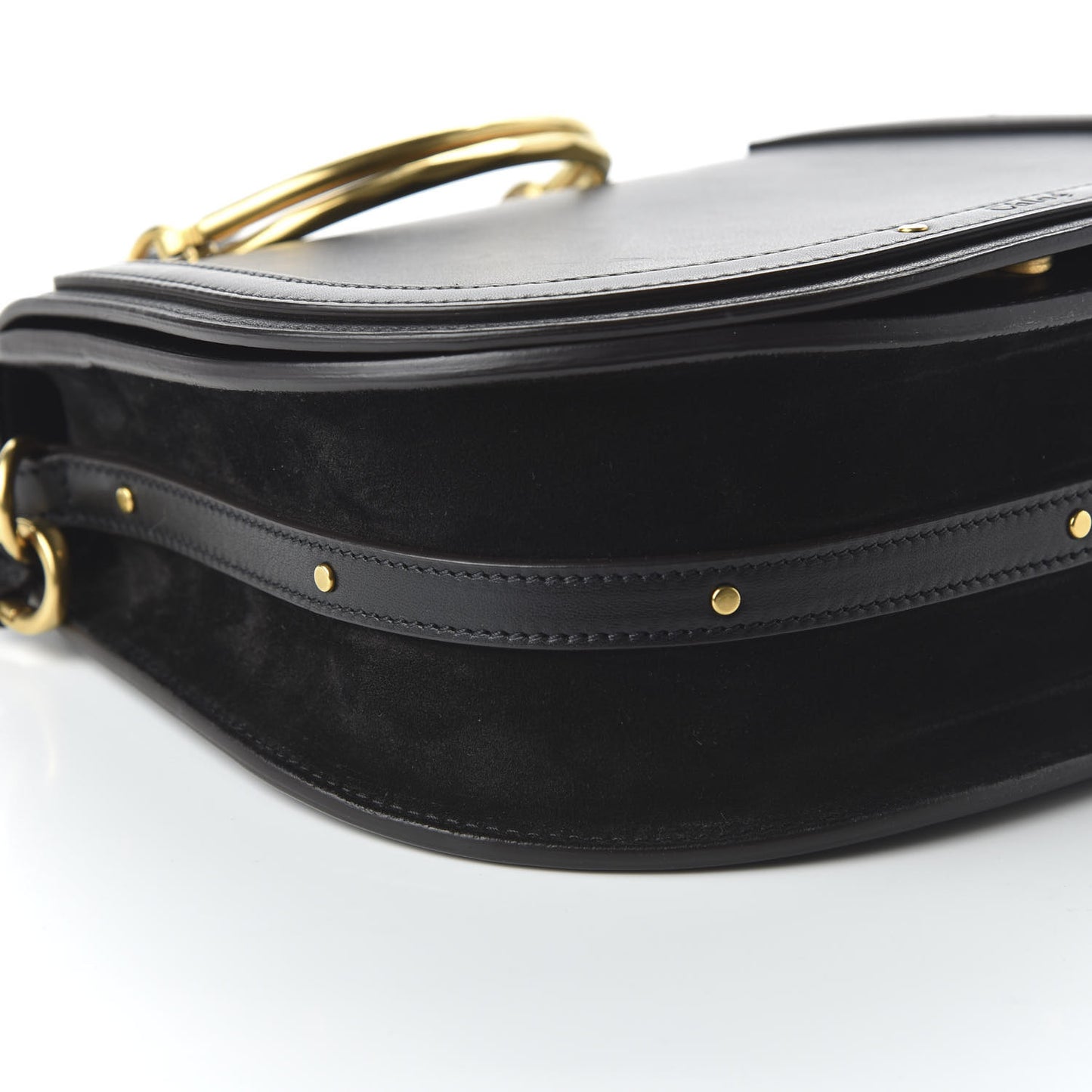 Calfskin Suede Medium Nile Bracelet Bag Black