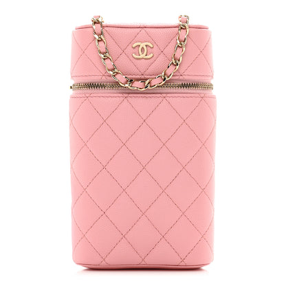 Chanel Caviar Quilted Phone Holder With Chain Pink 1 of 10