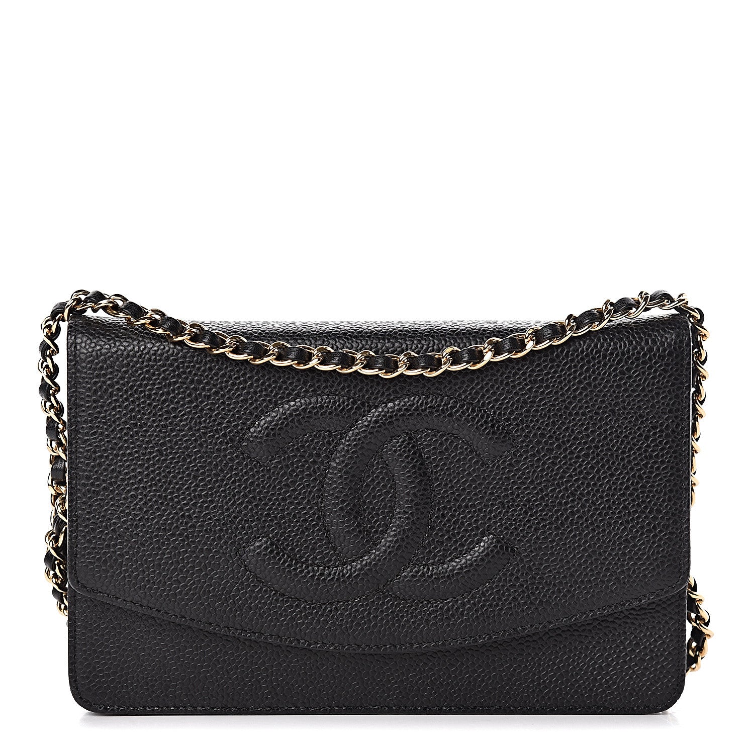 Chanel Caviar Timeless CC Wallet On Chain WOC Black 1 of 13
