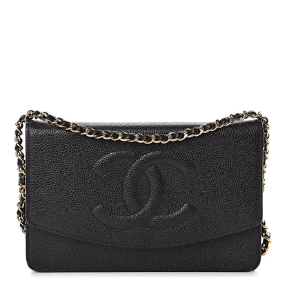 Chanel Caviar Timeless CC Wallet On Chain WOC Black 1 of 13