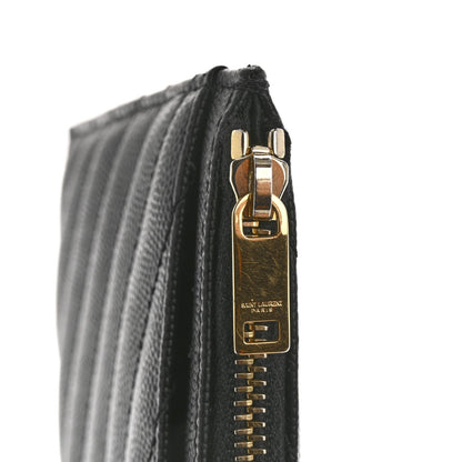 Saint Laurent Grain De Poudre Chevron Monogram Bill Pouch Black 9 of 11