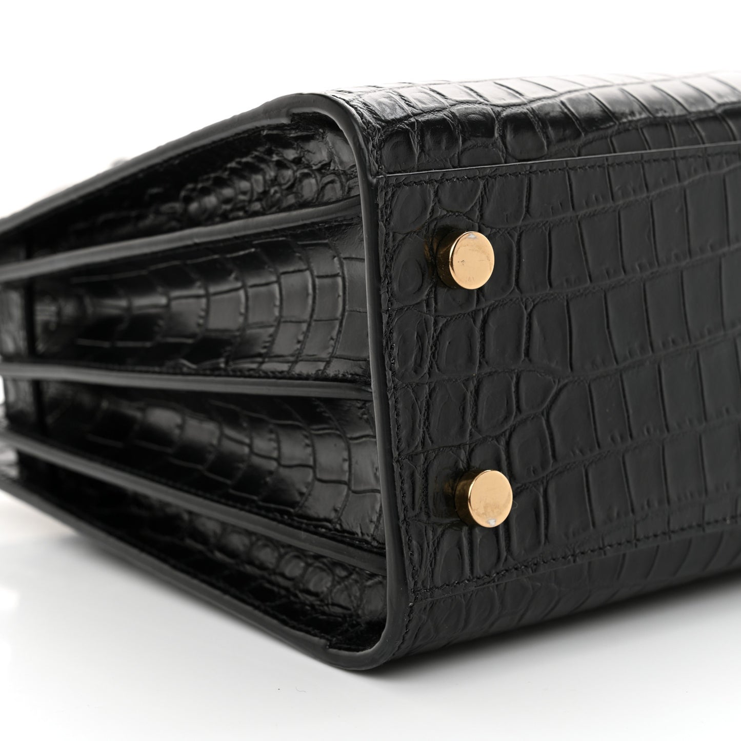 Calfskin Crocodile Embossed Baby Sac De Jour Black