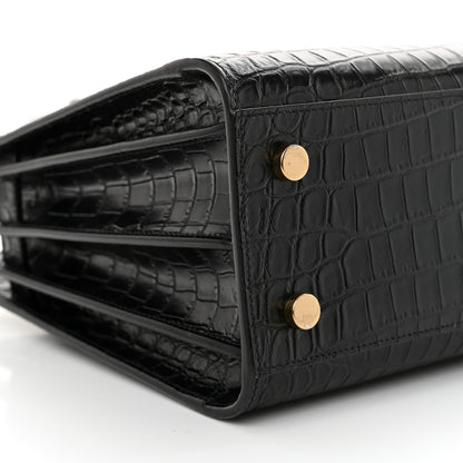Saint Laurent Calfskin Crocodile Embossed Baby Sac De Jour Black 8 of 10