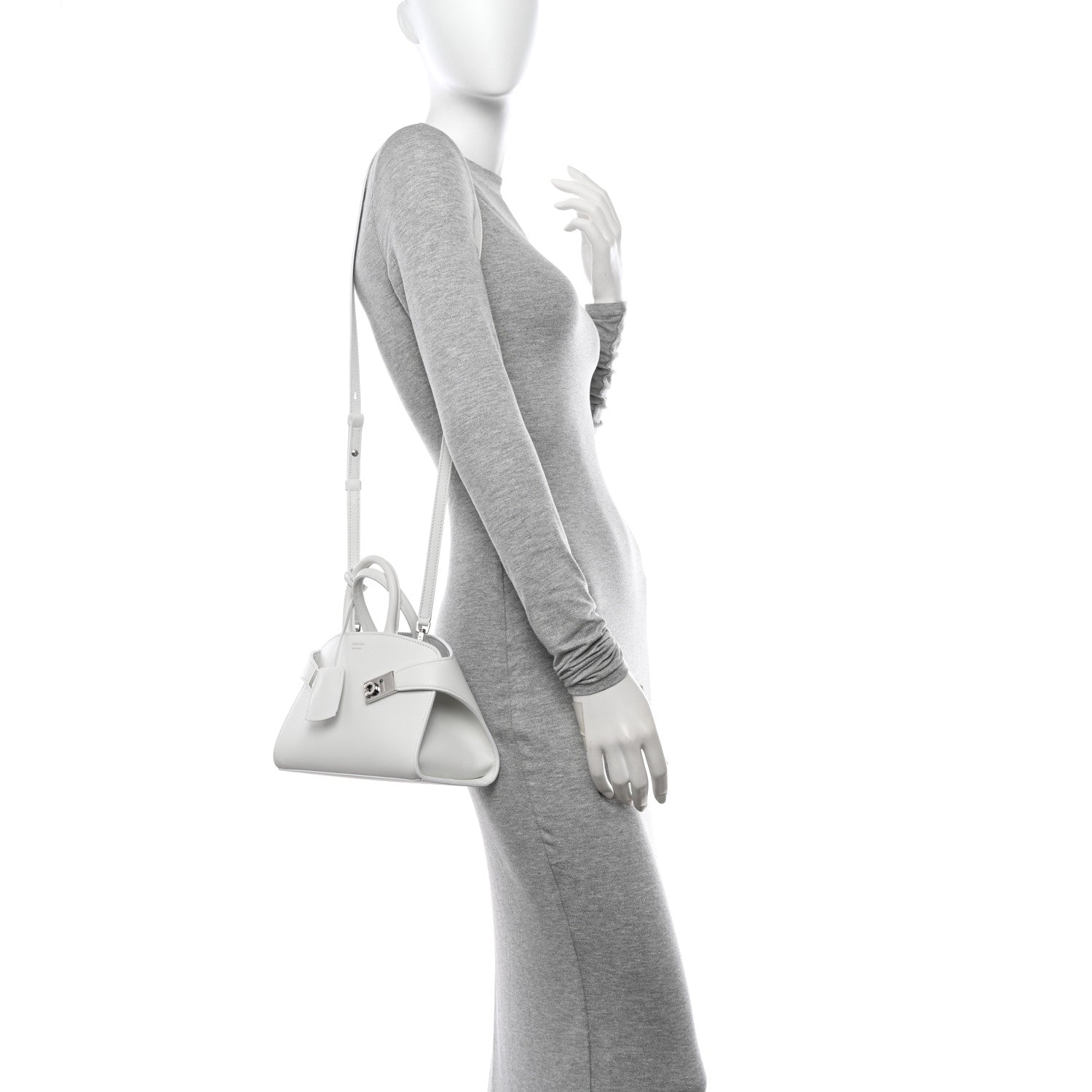 Salvatore Ferragamo Natural Grain Calfskin Mini Hug Bag Optic White 2 of 13