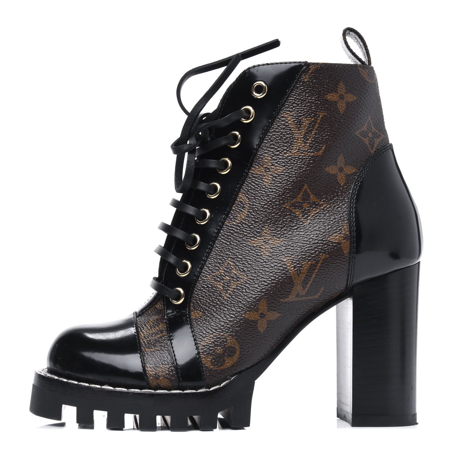 Louis Vuitton Patent Calfskin Monogram Star Trail Ankle Boots 35 Black 1 of 16
