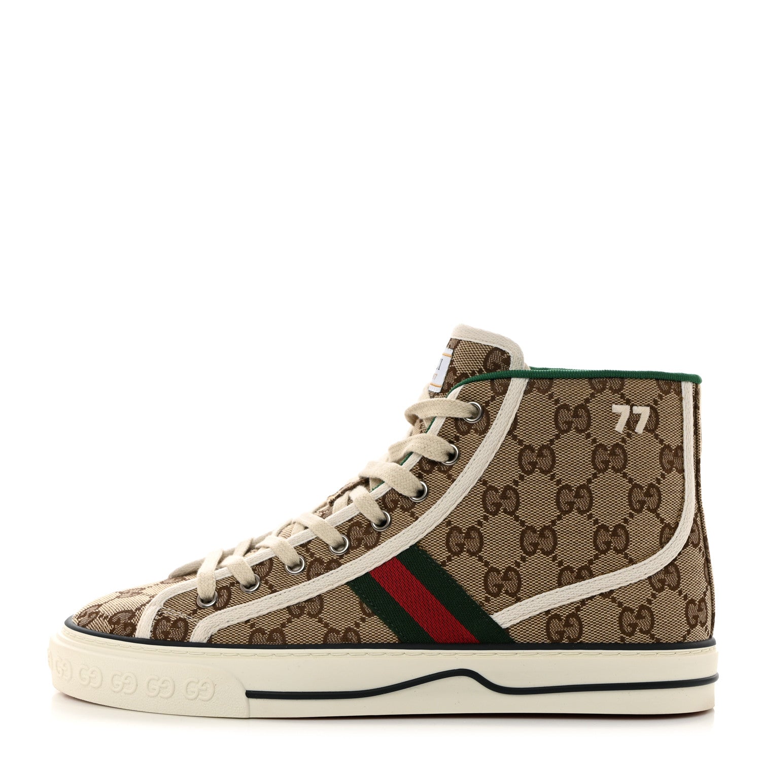 Gucci Canvas GG Monogram Web Womens 1977 Tennis High Top Sneakers 40 Ebony 1 of 8