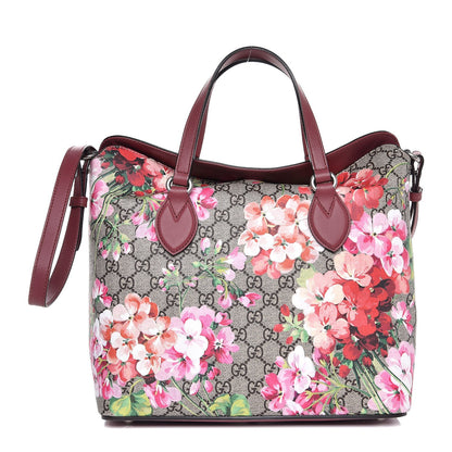 Gucci GG Supreme Monogram Blooms Linea A Foldover Tote Beige Multicolor Dry Rose 1 of 7