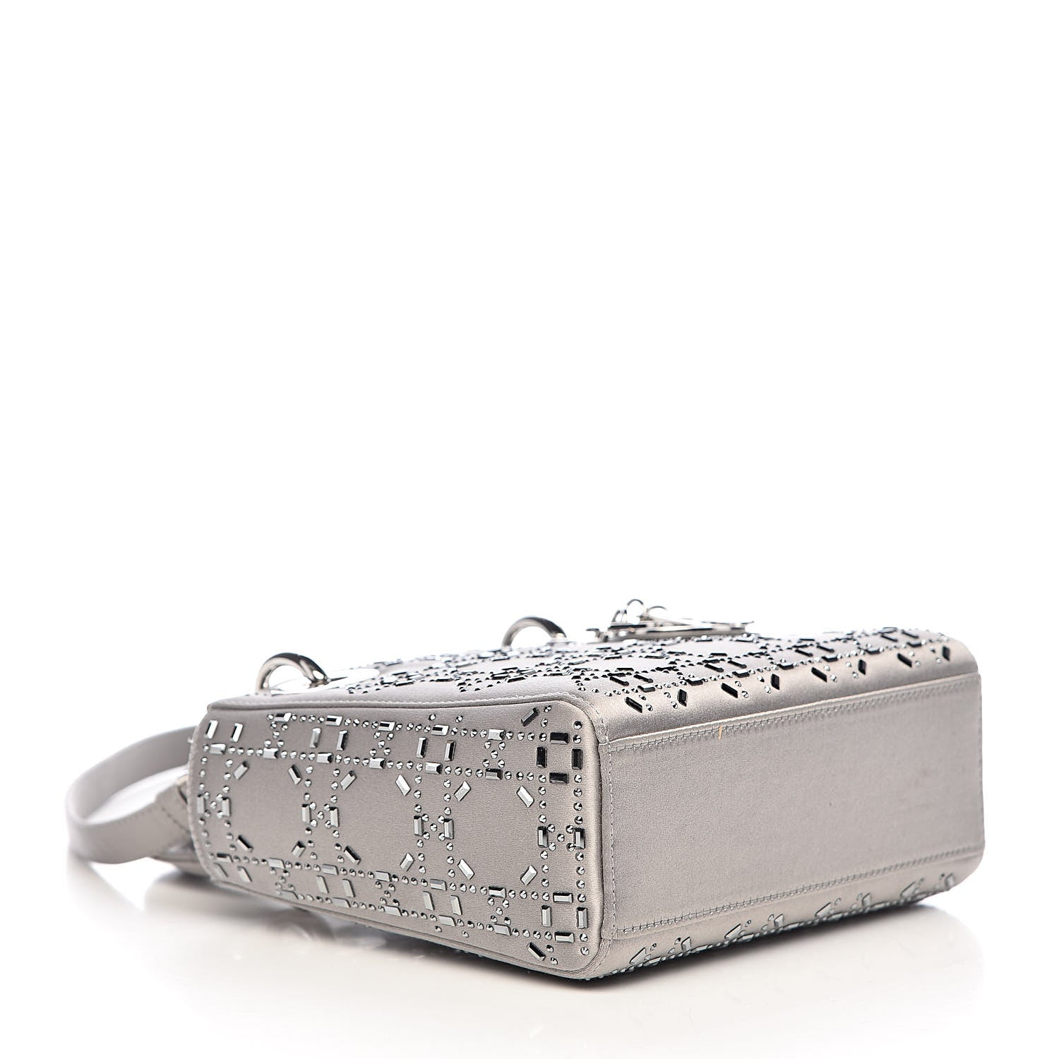Christian Dior Satin Crystal Cannage Mini Lady Dior Gray 4 of 11