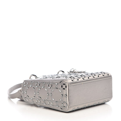 Christian Dior Satin Crystal Cannage Mini Lady Dior Gray 4 of 11