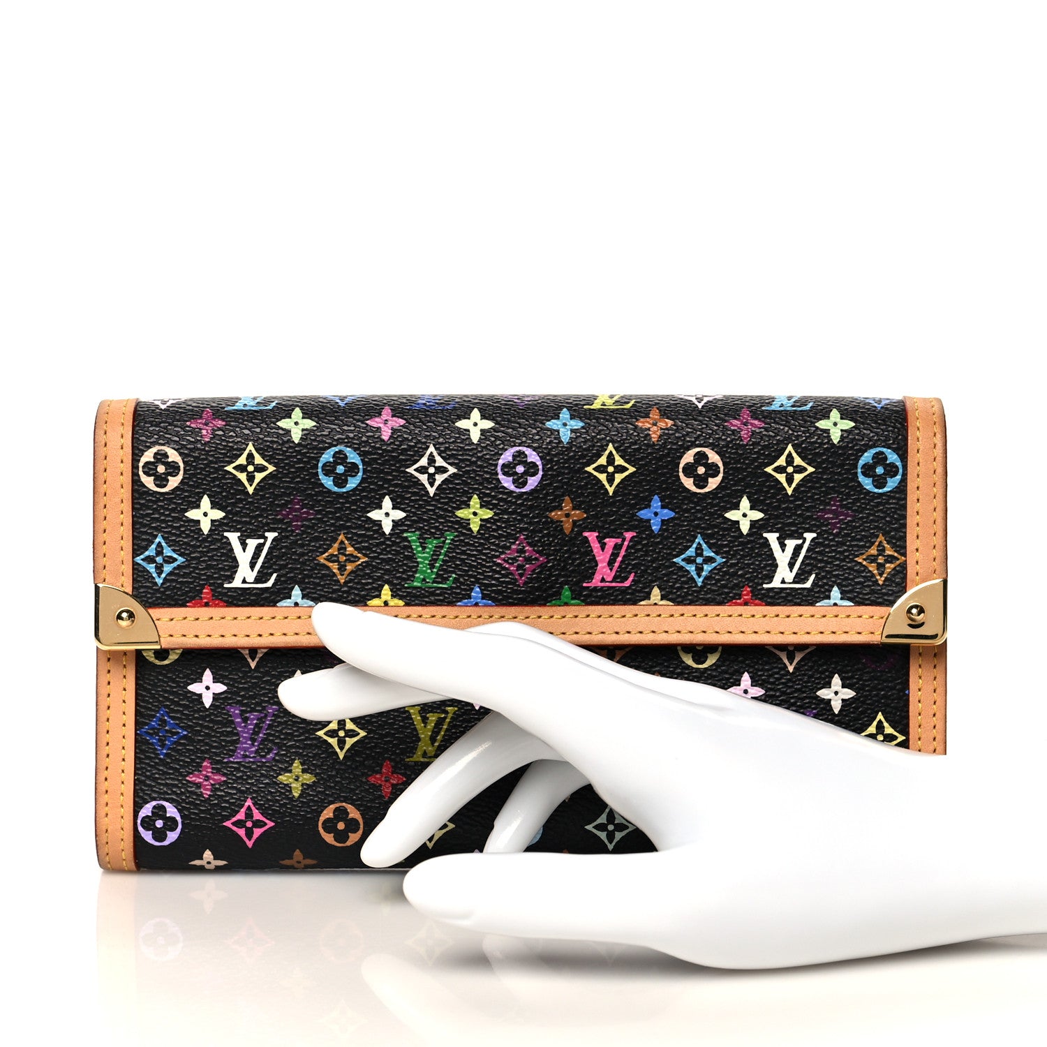 Louis Vuitton Monogram Multicolor Porte Tresor International Wallet Black 2 of 12