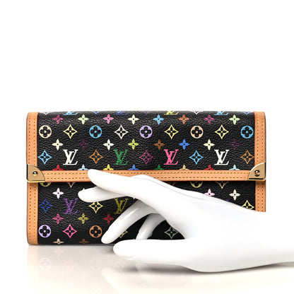 Louis Vuitton Monogram Multicolor Porte Tresor International Wallet Black 2 of 12
