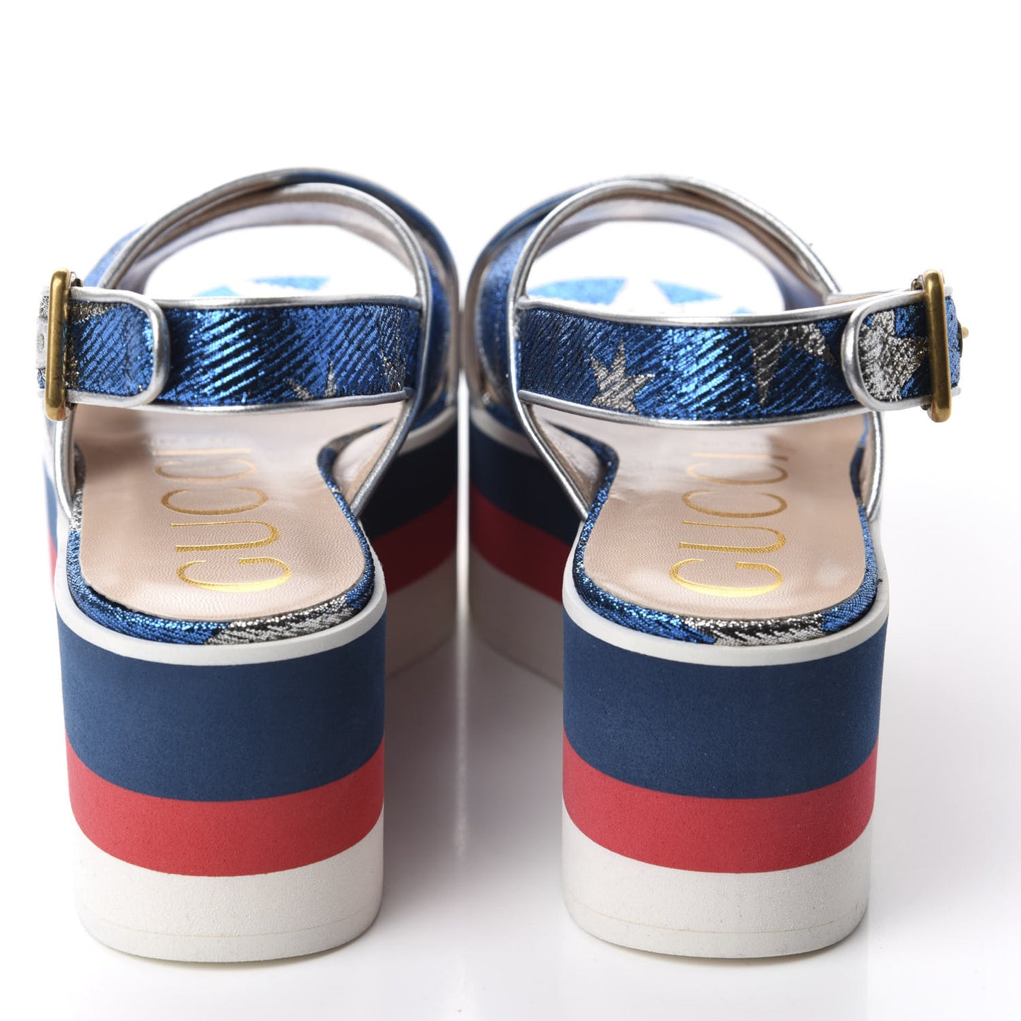 Lurex Starry Sky Crossover Platform Sandals 37.5 Bleuette Silver
