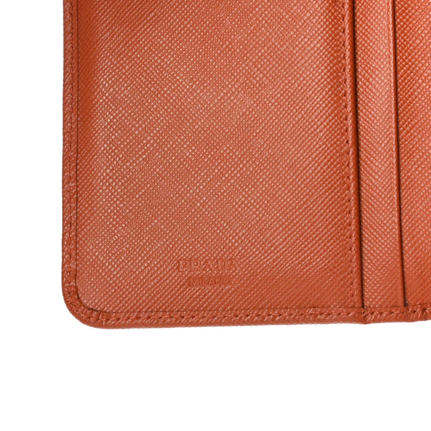 Prada Saffiano Metal Compact Wallet Papaya 6 of 7