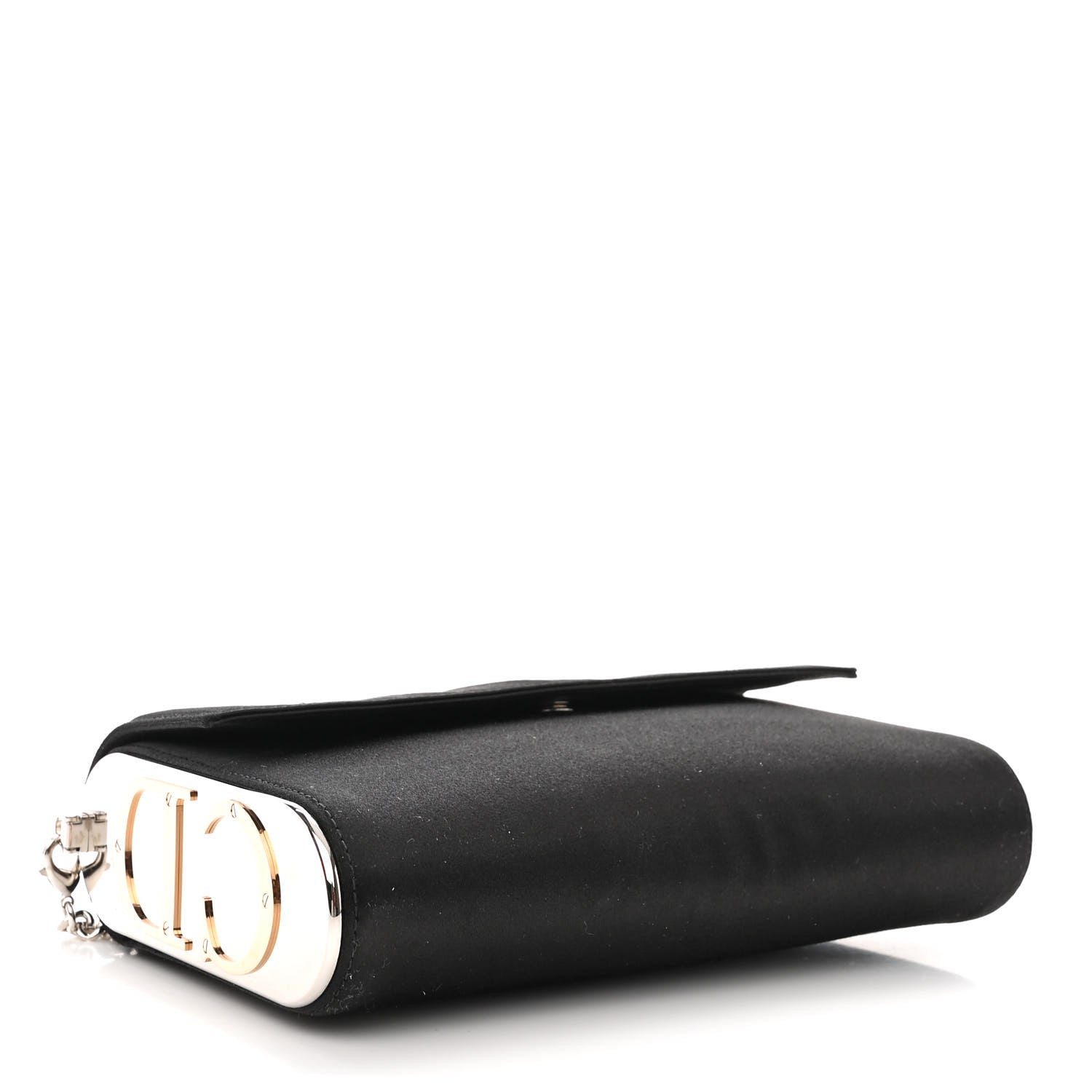 Christian Dior Satin CD Box Clutch with Chain Black 4 of 12