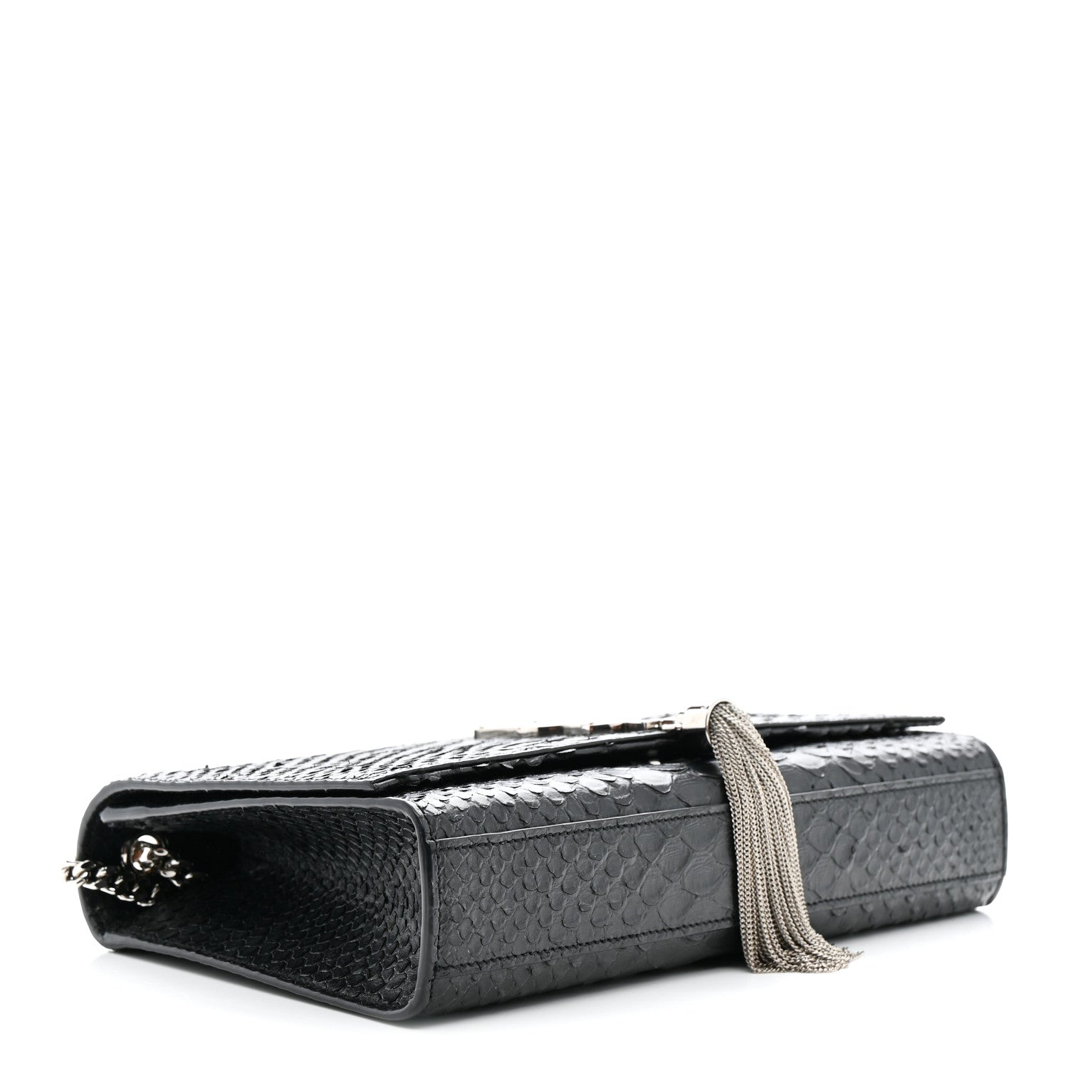 Saint Laurent Snakeskin Medium Classic Monogram Kate Tassel Satchel Black 5 of 15