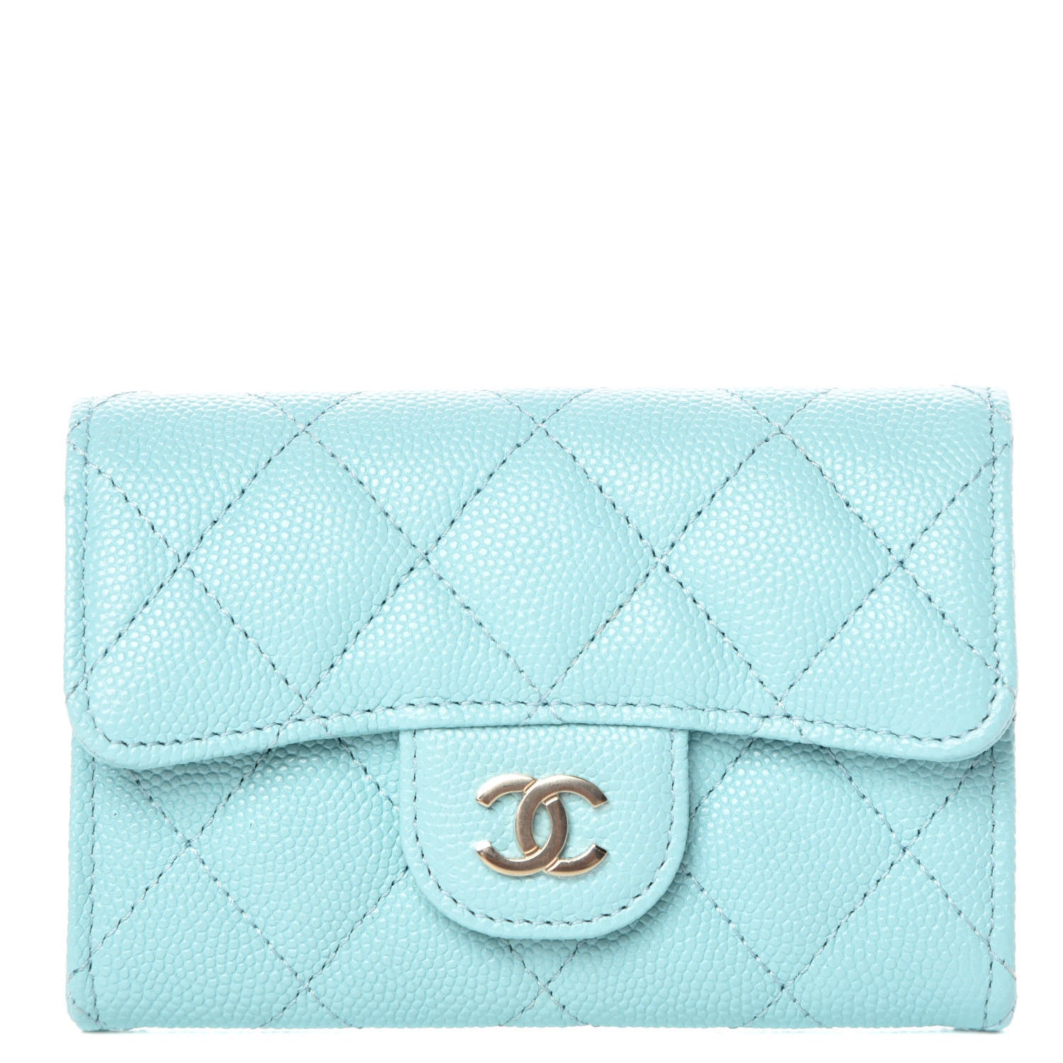 Chanel Caviar Quilted Card Holder Light Blue 1 of 9