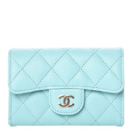 Chanel Caviar Quilted Card Holder Light Blue 1 of 9