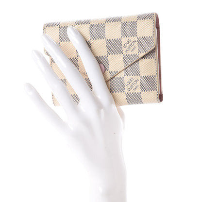 Louis Vuitton Damier Azur Victorine Wallet Rose Ballerine 2 of 6
