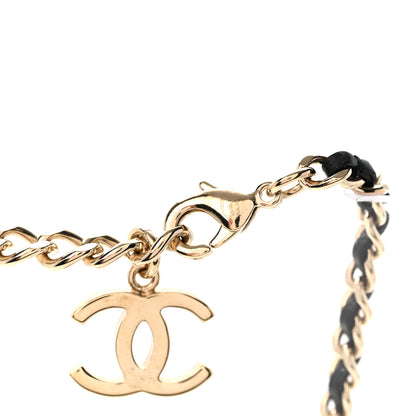 Chanel Lambskin Crystal CC Chain Pendant Necklace Black Gold 5 of 7
