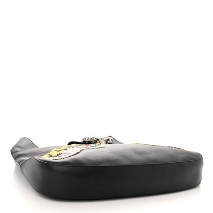 Gucci Calfskin Web Tiger Embroidered Large Dionysus Hobo Black 4 of 10
