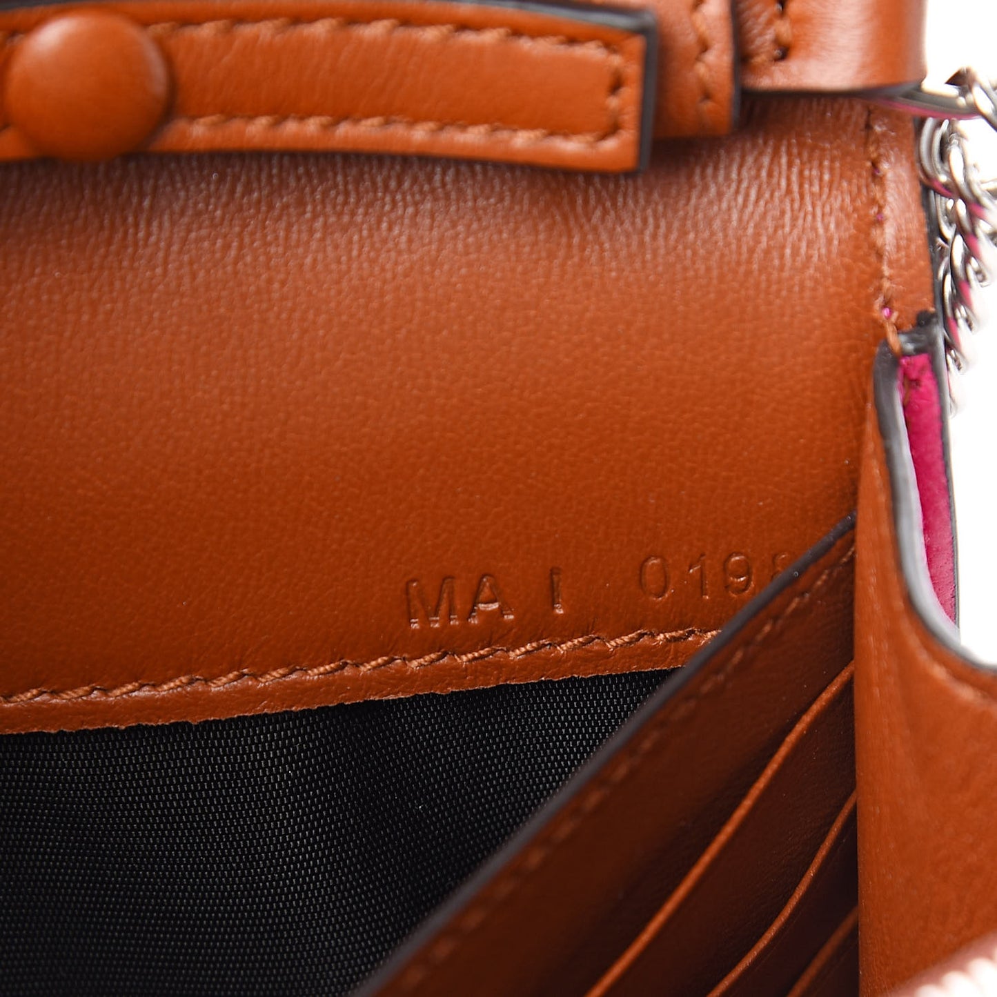 Lambskin Emblem Chain Wallet Cyclamen