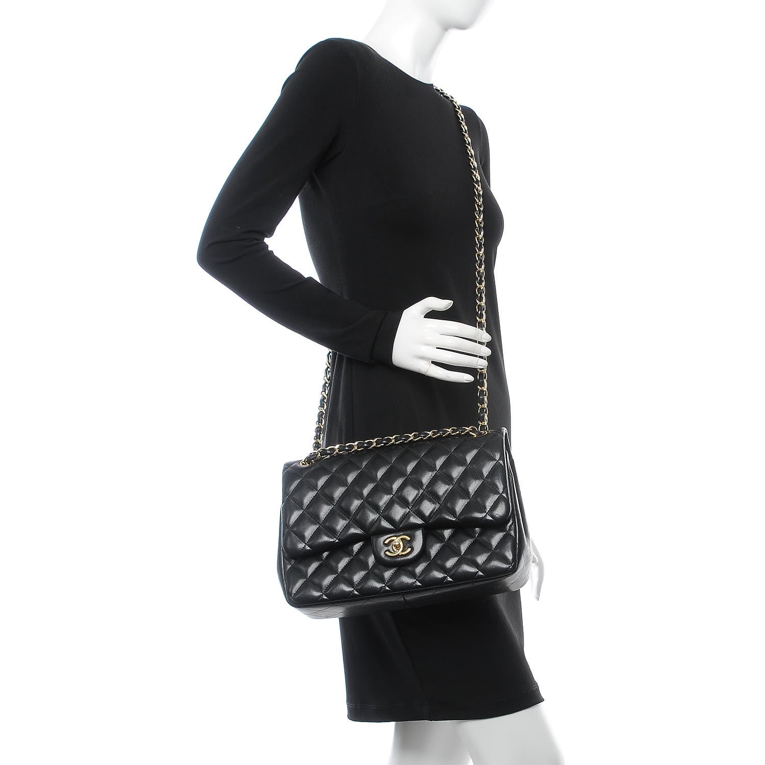 Chanel Lambskin Quilted Jumbo Double Flap Black 2 of 7