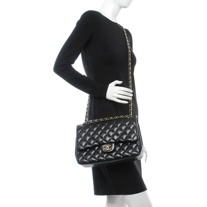 Chanel Lambskin Quilted Jumbo Double Flap Black 2 of 7