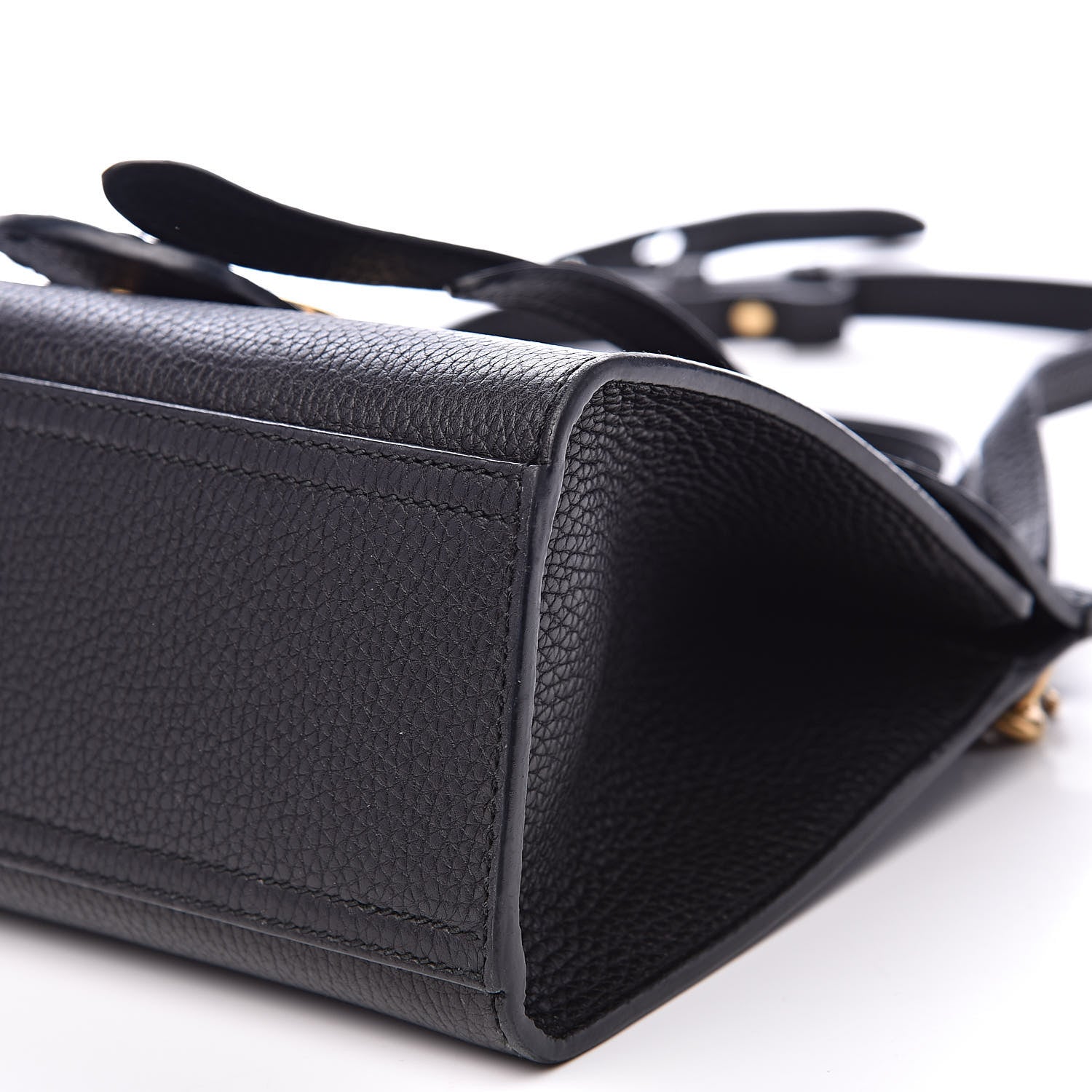 Gucci Calfskin Mini GG Marmont Top Handle Bag Black 10 of 13