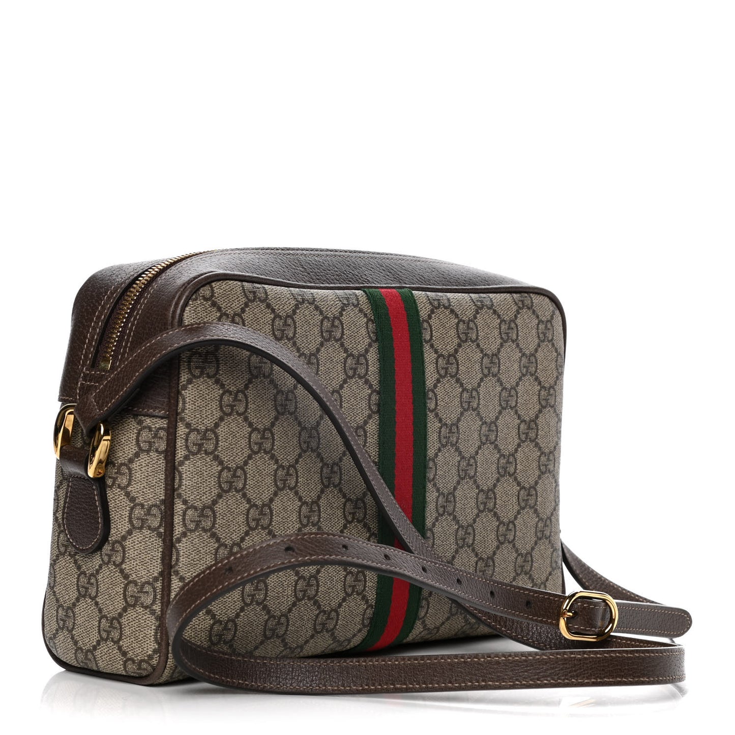 GG Supreme Monogram Web Small Ophidia Shoulder Bag Brown